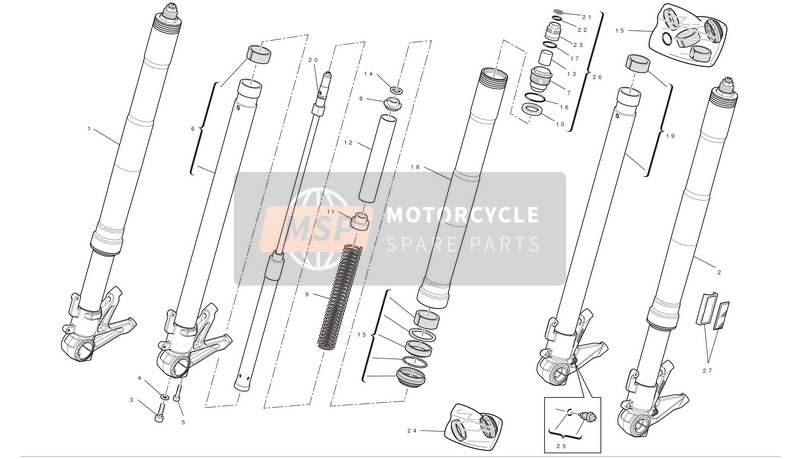 Ducati STREETFIGHTER Usa 2011 FRONT FORK(JKAZX900CDA032421&SIM;) für ein 2011 Ducati STREETFIGHTER Usa