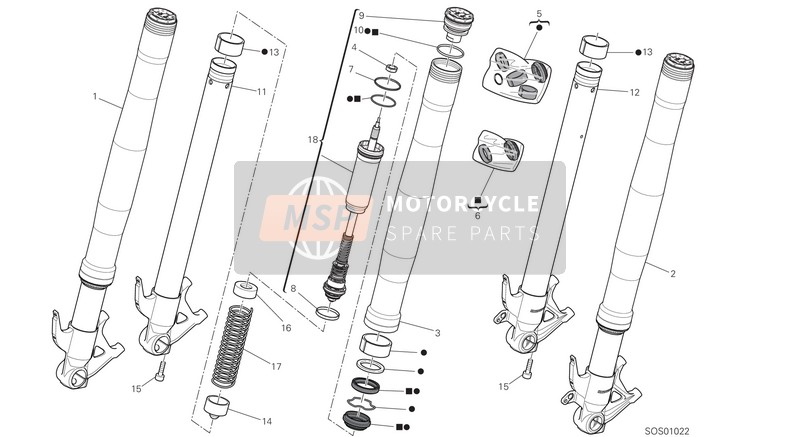 Ducati STREETFIGHTER V4 2021 Tenedor frontal para un 2021 Ducati STREETFIGHTER V4