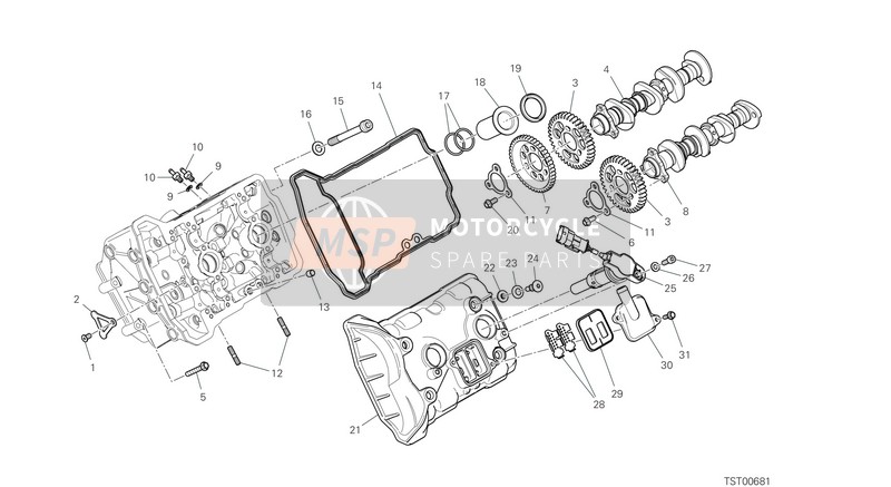 Ducati STREETFIGHTER V4 2021 Vorderer Kopf - Timing-System für ein 2021 Ducati STREETFIGHTER V4