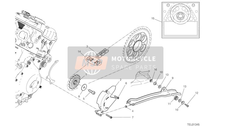 Ducati STREETFIGHTER V4 EU 2020 Voortandwiel - Ketting voor een 2020 Ducati STREETFIGHTER V4 EU