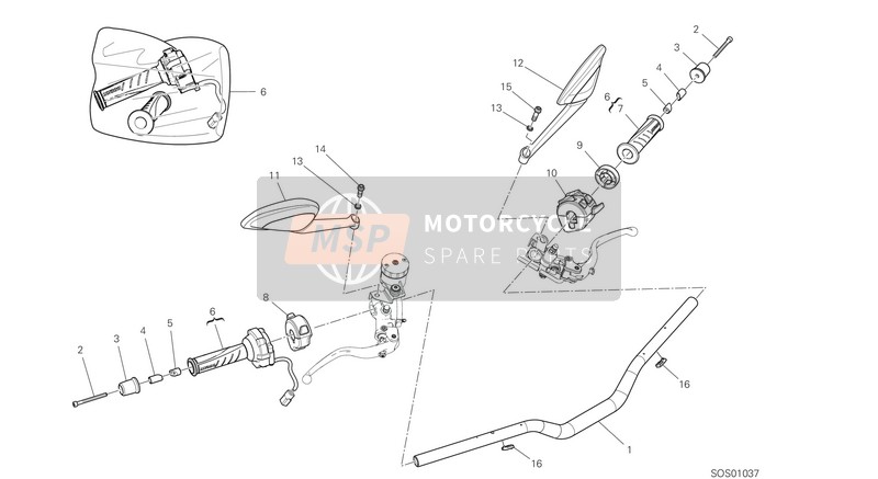 Ducati STREETFIGHTER V4 EU 2020 Manillar para un 2020 Ducati STREETFIGHTER V4 EU