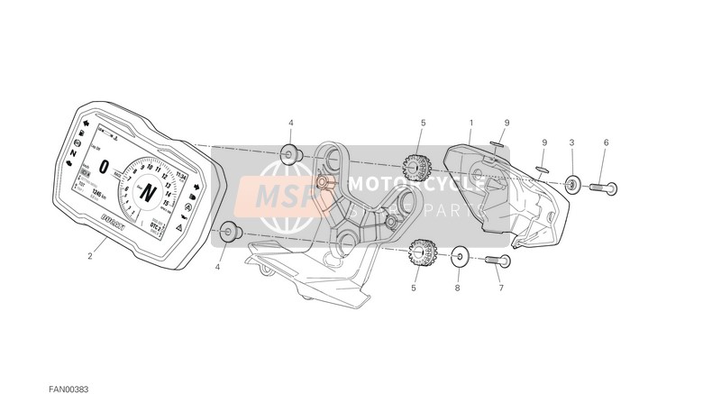 Ducati STREETFIGHTER V4 EU 2020 Pannello degli strumenti per un 2020 Ducati STREETFIGHTER V4 EU