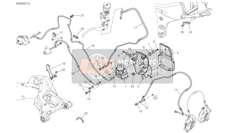 Ducati STREETFIGHTER V4 USA 2020 Remsysteem ABS voor een 2020 Ducati STREETFIGHTER V4 USA