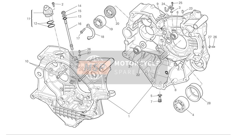 22521275A, Complete HALF-CRANKCASES Pair, Ducati, 0
