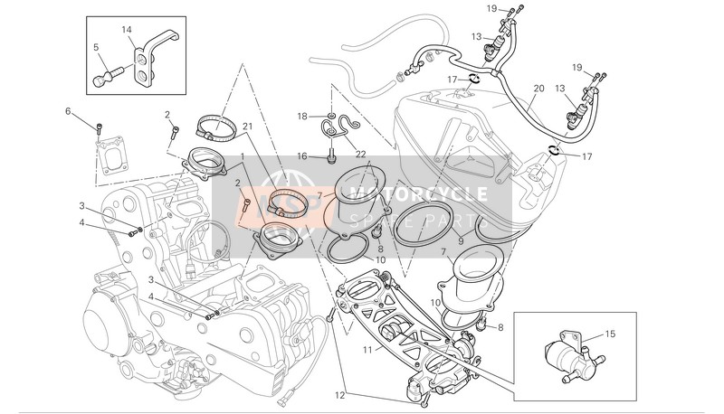 Ducati SUPERBIKE 1098 Eu 2008 Cuerpo del acelerador para un 2008 Ducati SUPERBIKE 1098 Eu