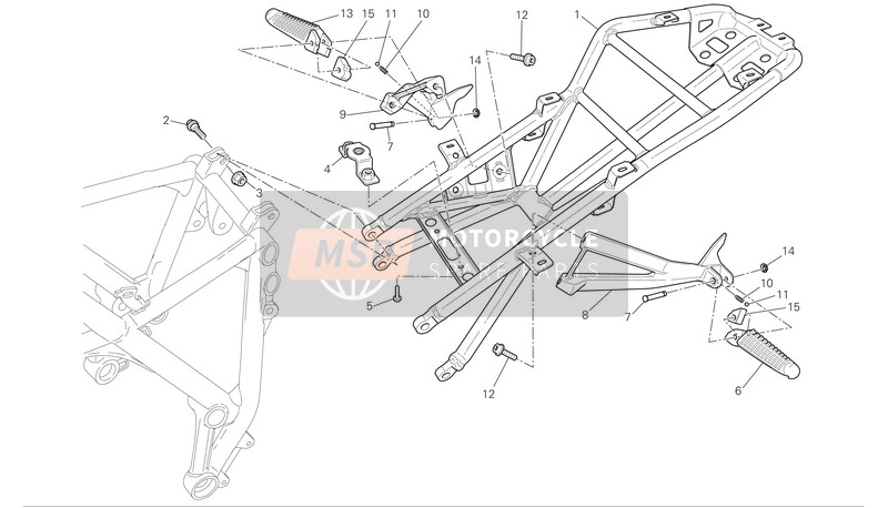 Ducati SUPERBIKE 1098 Eu 2008 Sous-châssis arrière pour un 2008 Ducati SUPERBIKE 1098 Eu