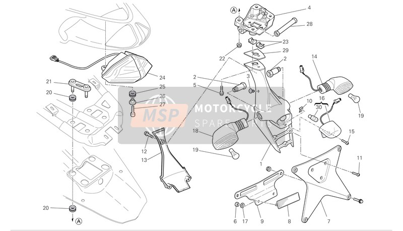 Ducati SUPERBIKE 1098 Eu 2008 Support de plaque d'immatriculation pour un 2008 Ducati SUPERBIKE 1098 Eu