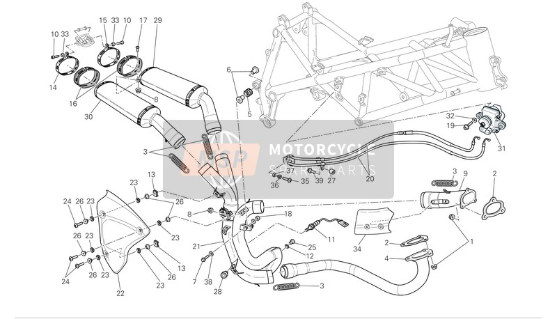 Ducati SUPERBIKE 1098 S Eu 2007 Exhaust System for a 2007 Ducati SUPERBIKE 1098 S Eu