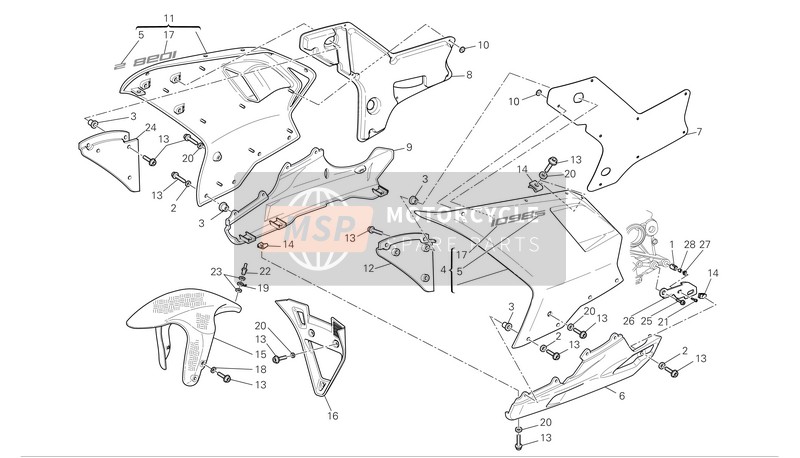 Ducati SUPERBIKE 1098 S Eu 2007 Carénage pour un 2007 Ducati SUPERBIKE 1098 S Eu