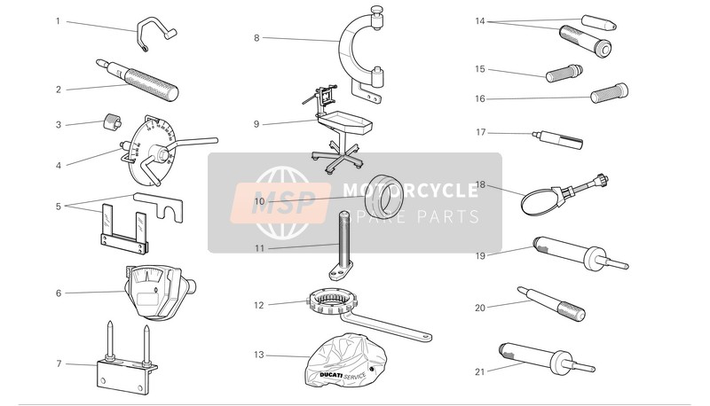 Ducati SUPERBIKE 1098 S Eu 2008 Werkstatt-Servicewerkzeuge für ein 2008 Ducati SUPERBIKE 1098 S Eu