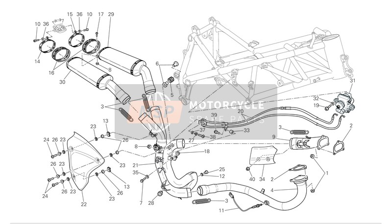 Ducati SUPERBIKE 1098 S Eu 2008 Système d'échappement pour un 2008 Ducati SUPERBIKE 1098 S Eu