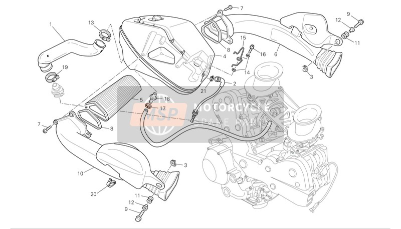 Ducati SUPERBIKE 1098 S Eu 2008 Prise d'air - Reniflard d'huile pour un 2008 Ducati SUPERBIKE 1098 S Eu