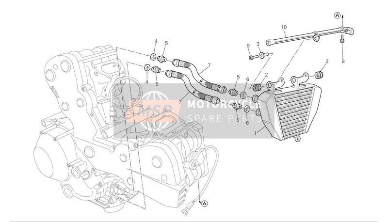 Ducati SUPERBIKE 1098 S TRICOLORE Eu 2007 Refroidisseur d'huile pour un 2007 Ducati SUPERBIKE 1098 S TRICOLORE Eu