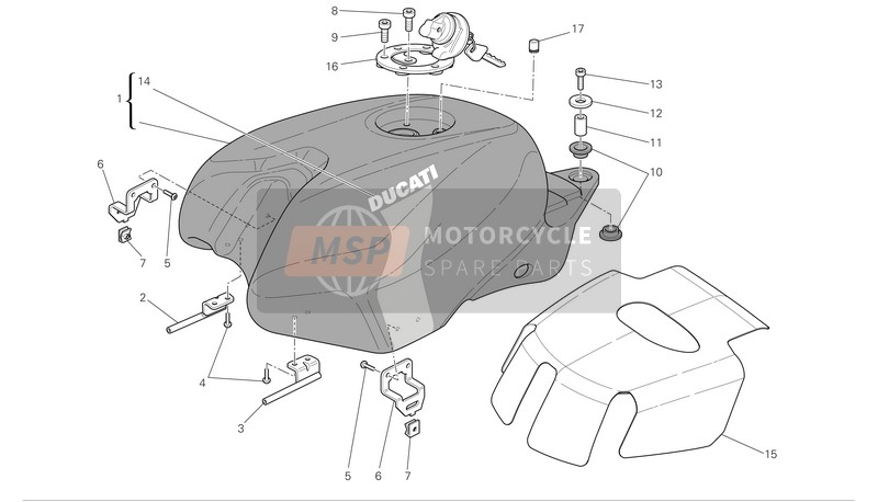 Ducati SUPERBIKE 1098 S TRICOLORE Eu 2007 Réservoir d'essence pour un 2007 Ducati SUPERBIKE 1098 S TRICOLORE Eu