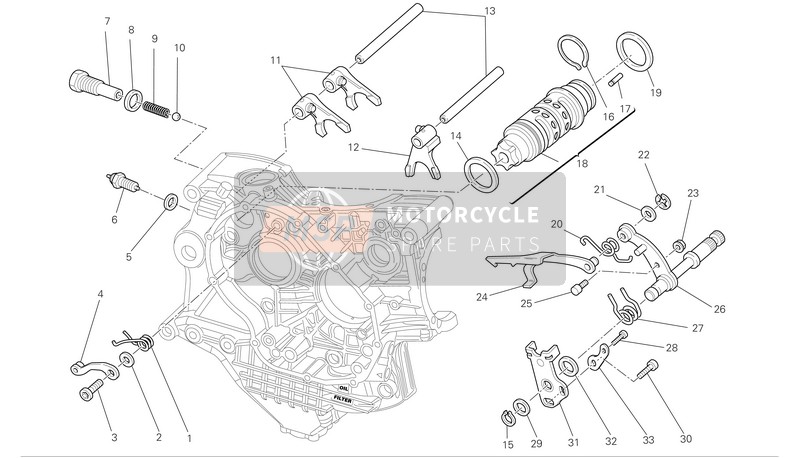 18220353A, Complete Gearbox Drum, Ducati, 0