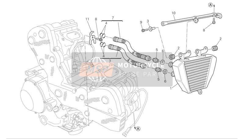 Ducati SUPERBIKE 1098R BAYLISS Eu 2009 Oil Cooler for a 2009 Ducati SUPERBIKE 1098R BAYLISS Eu