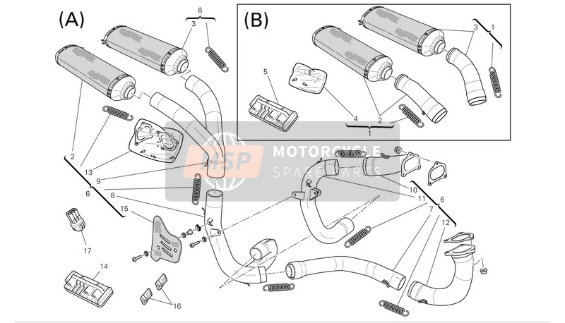 Ducati SUPERBIKE 1098R BAYLISS Eu 2009 Krümmerkit (a) / Schalldämpferkit (b) für ein 2009 Ducati SUPERBIKE 1098R BAYLISS Eu