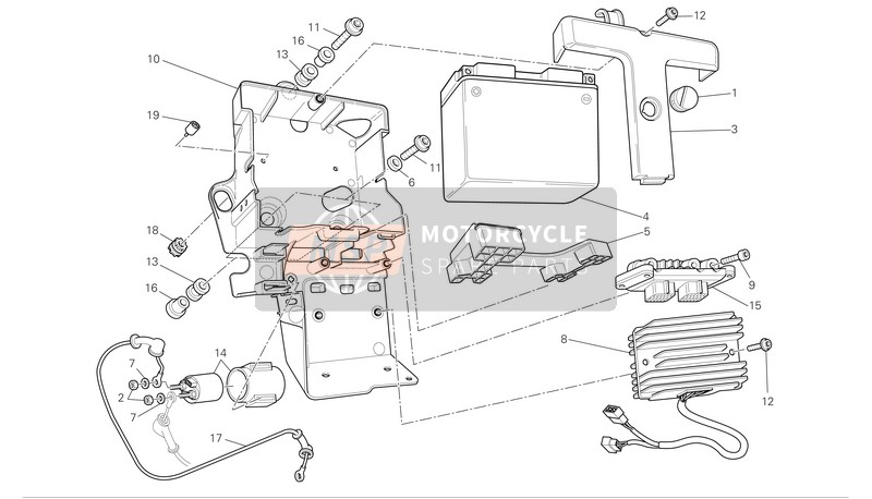 Ducati SUPERBIKE 1098R Eu 2008 Battery Support for a 2008 Ducati SUPERBIKE 1098R Eu