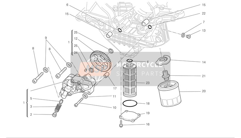 Ducati SUPERBIKE 1098R Eu 2009 Filtros y bomba de aceite para un 2009 Ducati SUPERBIKE 1098R Eu