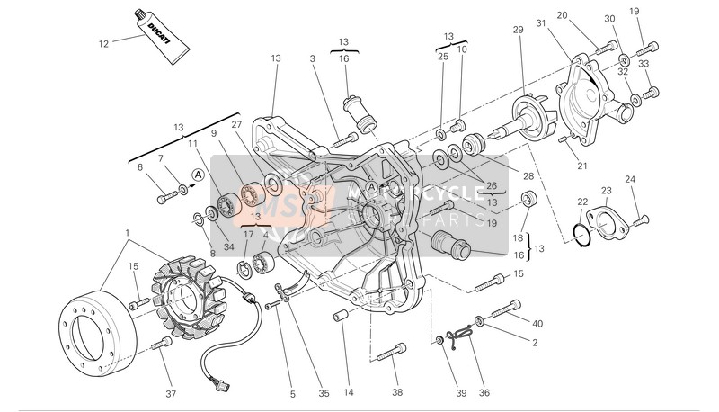 Ducati SUPERBIKE 1098R Eu 2009 Pompa dell'acqua-altr-Coperchio carter laterale per un 2009 Ducati SUPERBIKE 1098R Eu