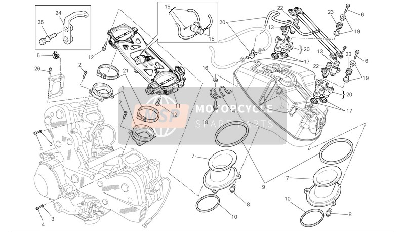 Ducati SUPERBIKE 1098R Eu 2009 Gasklephuis voor een 2009 Ducati SUPERBIKE 1098R Eu