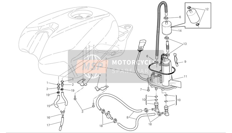 Ducati SUPERBIKE 1098R Eu 2009 Système de carburant pour un 2009 Ducati SUPERBIKE 1098R Eu