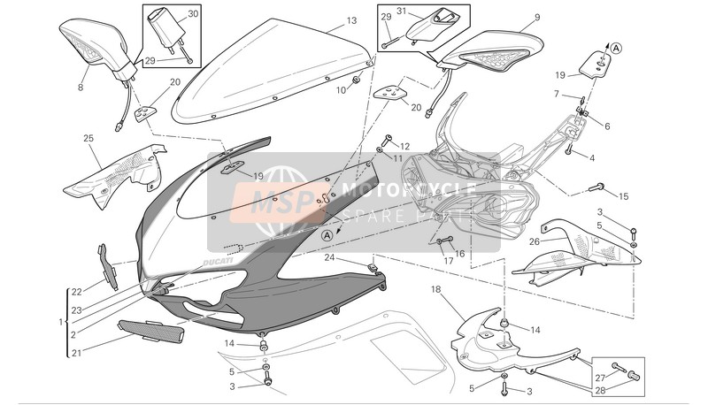 Ducati SUPERBIKE 1098R Eu 2009 Carénage de phare pour un 2009 Ducati SUPERBIKE 1098R Eu