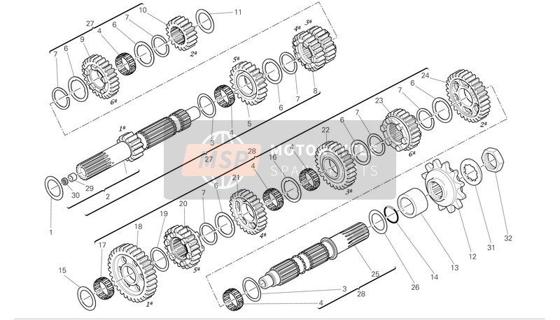 Ducati SUPERBIKE 1198 Eu 2009 Caja de cambios para un 2009 Ducati SUPERBIKE 1198 Eu