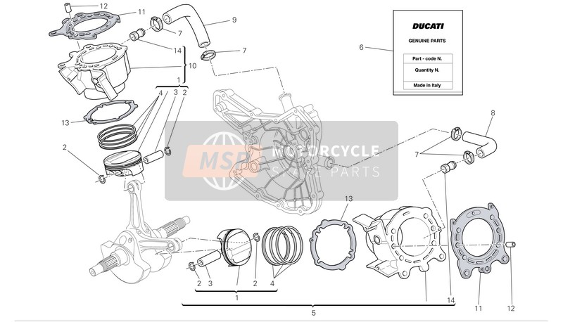 Ducati SUPERBIKE 1198 Eu 2009 Cilinders - Zuigers voor een 2009 Ducati SUPERBIKE 1198 Eu