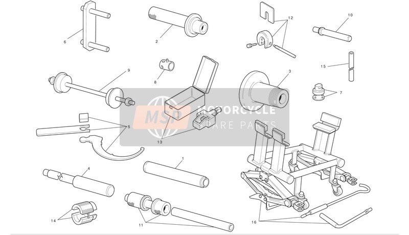 Ducati SUPERBIKE 1198 Eu 2010 Werkstatt-Servicewerkzeuge 2 für ein 2010 Ducati SUPERBIKE 1198 Eu