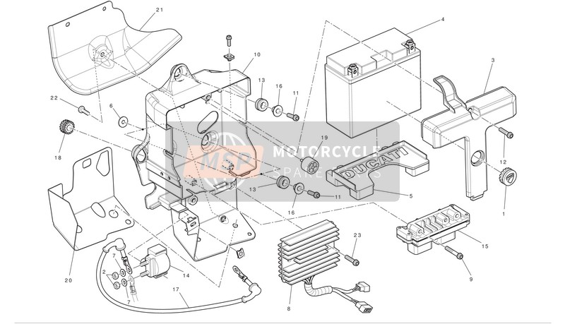 Ducati SUPERBIKE 1198 Eu 2010 Support de batterie pour un 2010 Ducati SUPERBIKE 1198 Eu