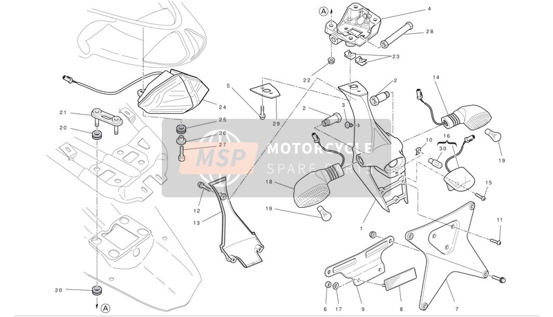 Ducati SUPERBIKE 1198 Eu 2010 Soporte de matrícula para un 2010 Ducati SUPERBIKE 1198 Eu