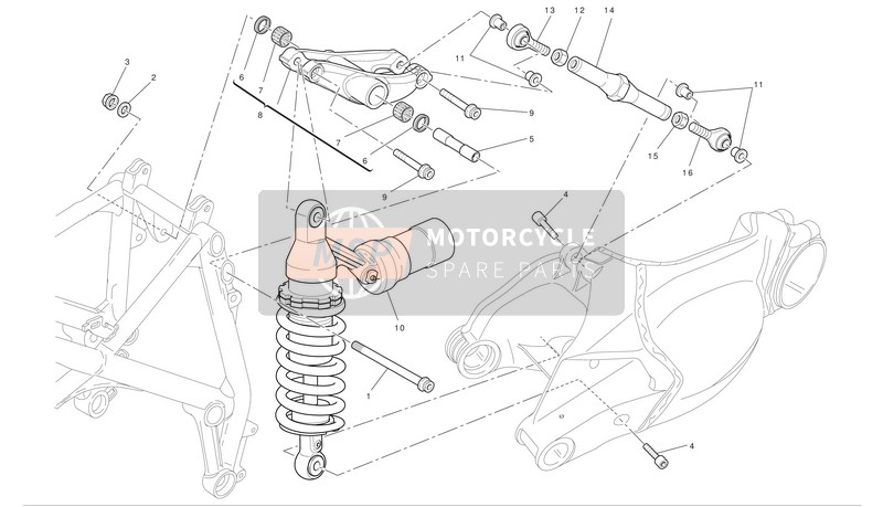 Ducati SUPERBIKE 1198 Eu 2010 Suspension arrière pour un 2010 Ducati SUPERBIKE 1198 Eu