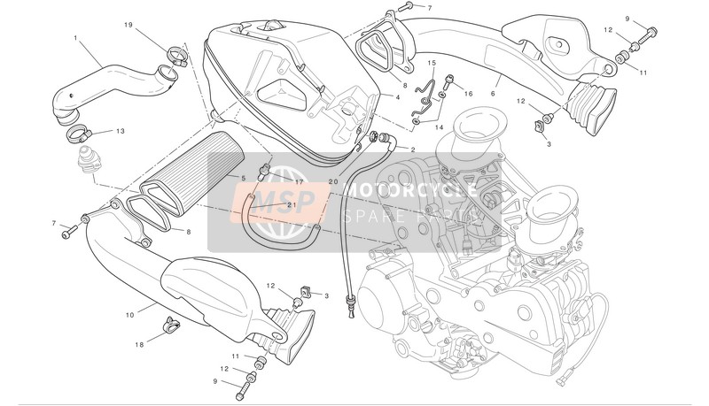 Ducati SUPERBIKE 1198 Eu 2010 Prise d'air - Reniflard d'huile pour un 2010 Ducati SUPERBIKE 1198 Eu