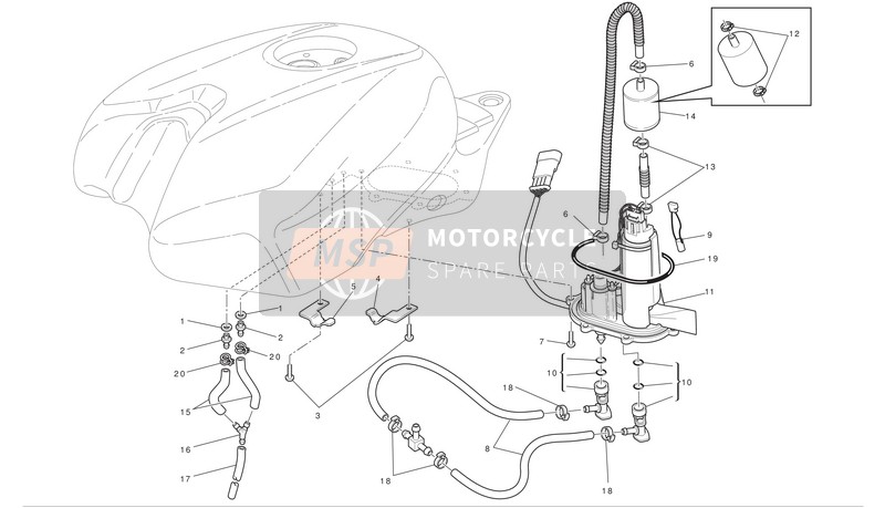 Ducati SUPERBIKE 1198 Eu 2010 Sistema de combustible para un 2010 Ducati SUPERBIKE 1198 Eu