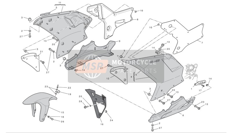 Ducati SUPERBIKE 1198 Eu 2010 Carénage pour un 2010 Ducati SUPERBIKE 1198 Eu