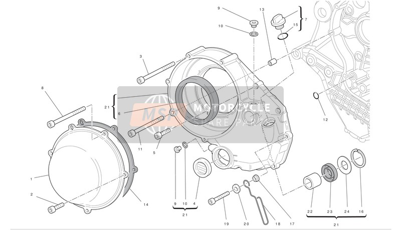 Ducati SUPERBIKE 1198 R CORSE Eu 2010 Embrague-Tapa del cárter lateral para un 2010 Ducati SUPERBIKE 1198 R CORSE Eu