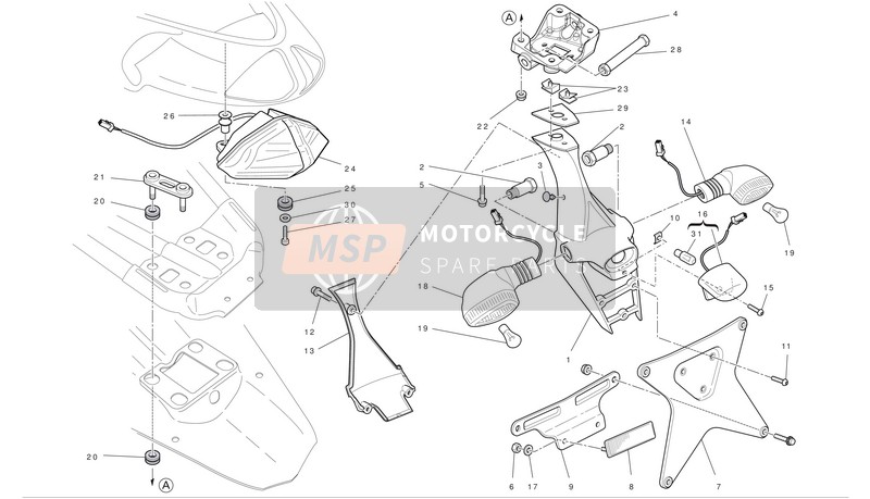 Ducati SUPERBIKE 1198 R CORSE Eu 2010 Number Plate Holder for a 2010 Ducati SUPERBIKE 1198 R CORSE Eu