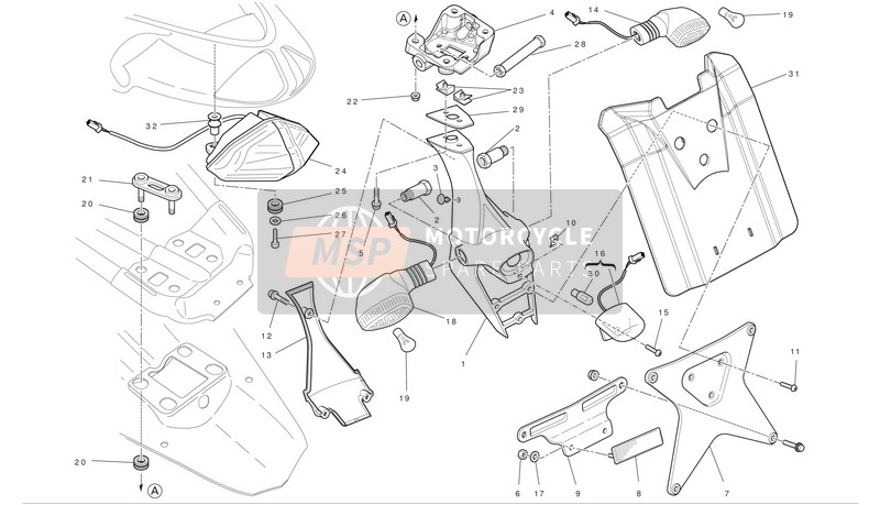 Ducati SUPERBIKE 1198 R CORSE Eu 2010 Support de plaque d'immatriculation - (aus) pour un 2010 Ducati SUPERBIKE 1198 R CORSE Eu