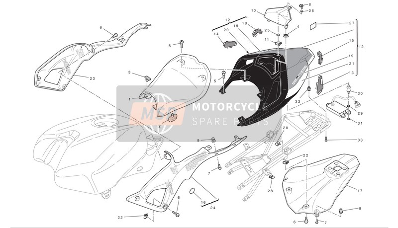 43810001D, Decalcomanie Blanc Droite, Ducati, 1