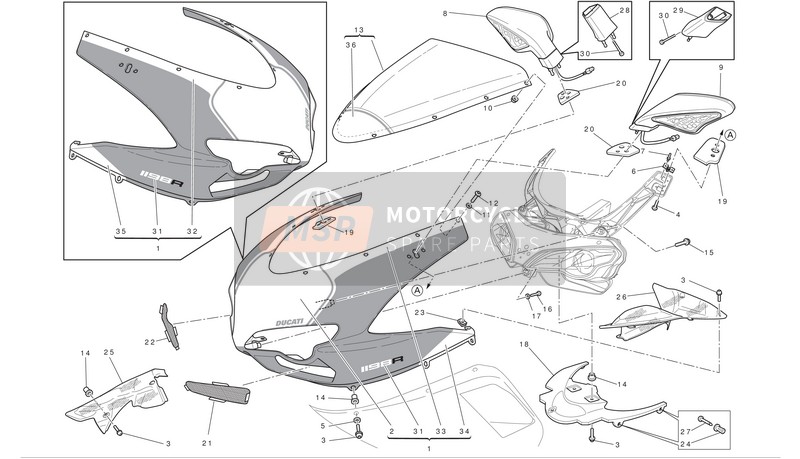 48120421AH, Complete Headlight Fairing, Ducati, 0