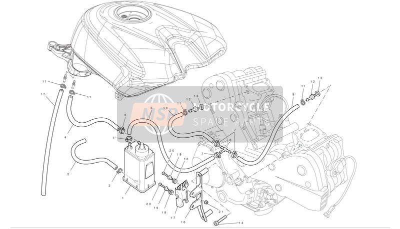 Ducati SUPERBIKE 1198 R CORSE Usa 2010 Bombola per emissioni evaporative per un 2010 Ducati SUPERBIKE 1198 R CORSE Usa