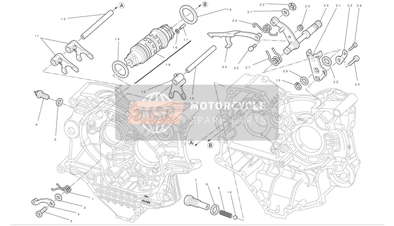 Ducati SUPERBIKE 1198 R CORSE Usa 2010 Schalthebelsteuerung für ein 2010 Ducati SUPERBIKE 1198 R CORSE Usa