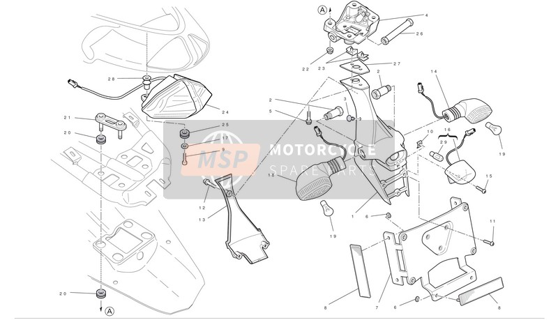 Ducati SUPERBIKE 1198 R CORSE Usa 2010 Number Plate Holder for a 2010 Ducati SUPERBIKE 1198 R CORSE Usa