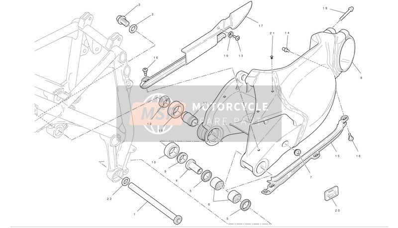 Ducati SUPERBIKE 1198 R CORSE Usa 2010 Bras oscillant pour un 2010 Ducati SUPERBIKE 1198 R CORSE Usa