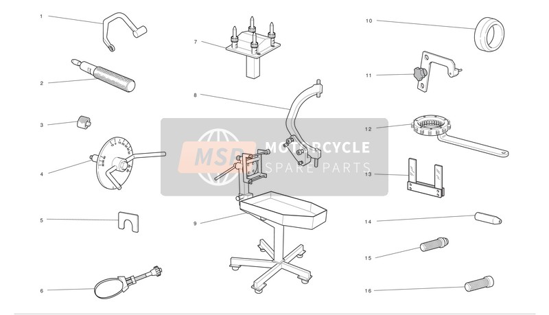 Ducati SUPERBIKE 1198 S CORSE Eu 2010 Outils de service d'atelier pour un 2010 Ducati SUPERBIKE 1198 S CORSE Eu