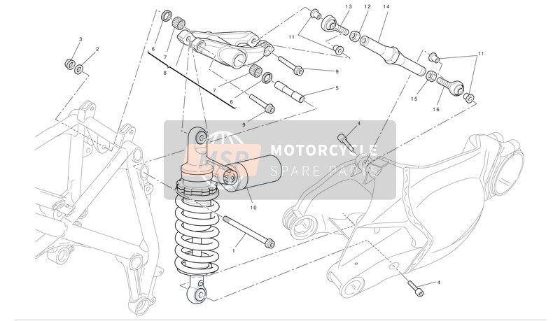 Ducati SUPERBIKE 1198 S CORSE Eu 2010 Sospensione posteriore per un 2010 Ducati SUPERBIKE 1198 S CORSE Eu