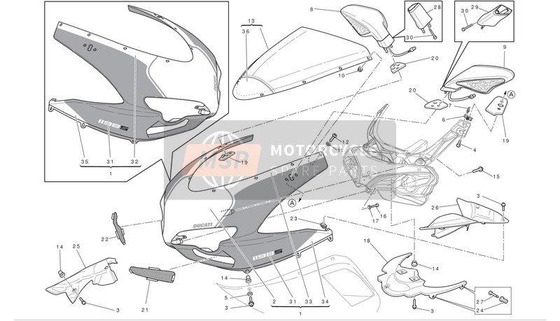 Ducati SUPERBIKE 1198 S CORSE Eu 2010 Scheinwerferverkleidung für ein 2010 Ducati SUPERBIKE 1198 S CORSE Eu