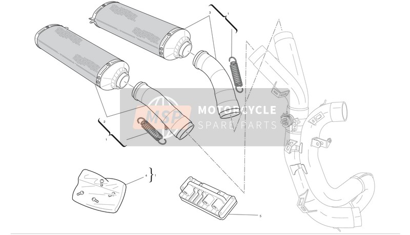 Ducati SUPERBIKE 1198 S CORSE Usa 2010 Geluiddemper Kit voor een 2010 Ducati SUPERBIKE 1198 S CORSE Usa