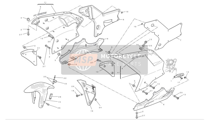 Ducati SUPERBIKE 1198 S Usa 2010 Verkleidung für ein 2010 Ducati SUPERBIKE 1198 S Usa